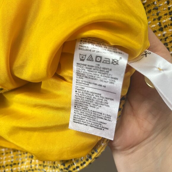 Yellow Boucle Puff Sleeve Jacket With‎ Button Front & White - Size 6 - Picture 5 of 7